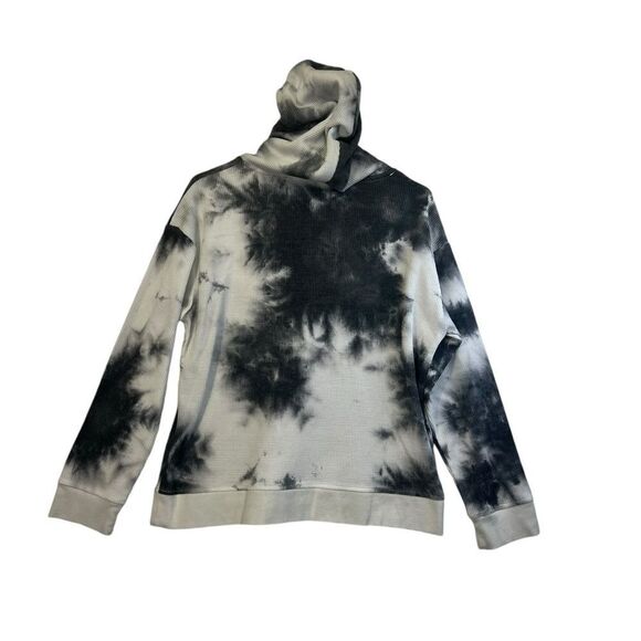 ZYIA White Tie Dye Waffle Knit Hendrix Pullover Thermal Hoodie - Picture 11 of 12